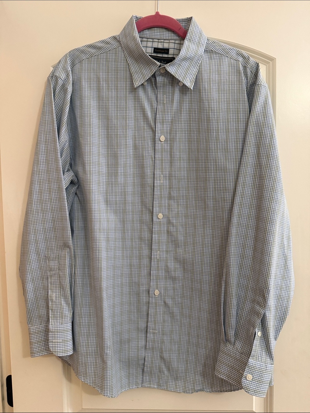 Jos. A. Bank Reserve Blue and Green Plaid Button-Down Shirt